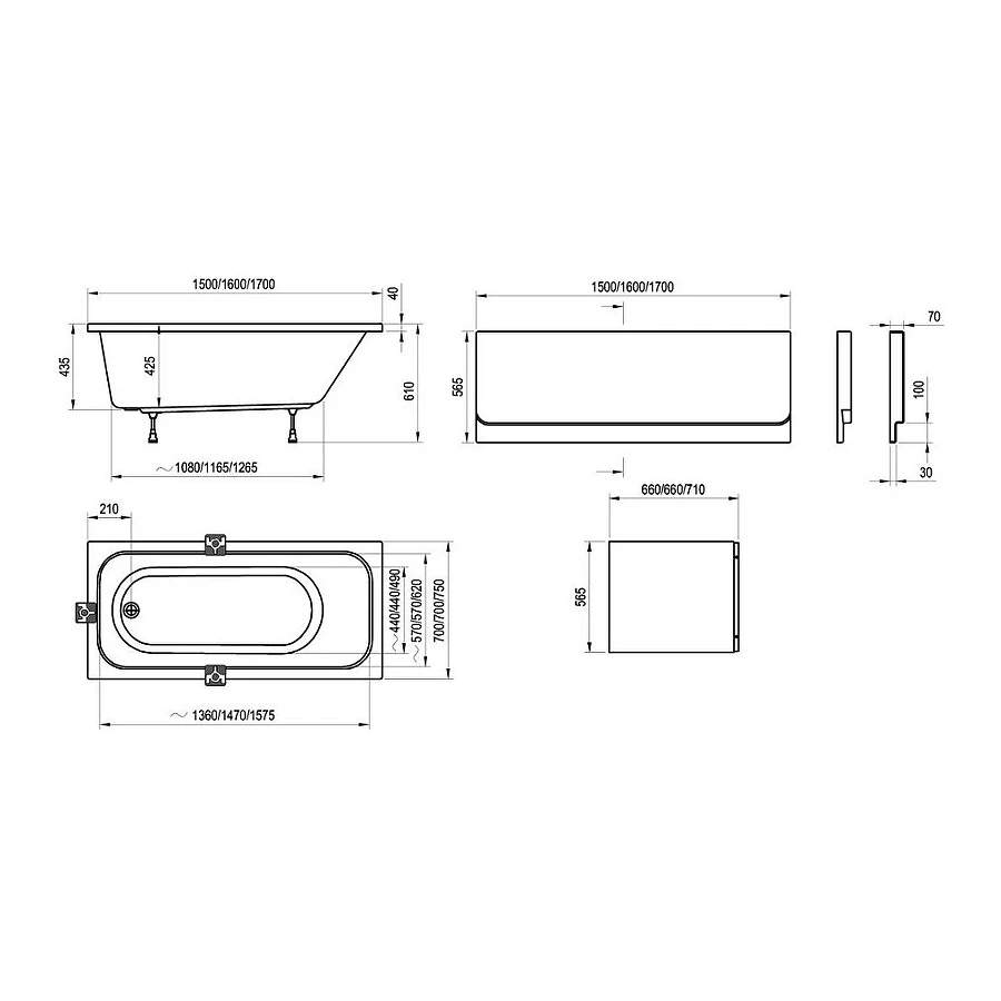 Ванна Ravak Chrome C721000000 150x70 см