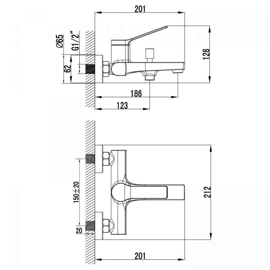 Смеситель для ванны и душа Azario Vise с ручным душем керамический картридж хром AZ-VSA238330C