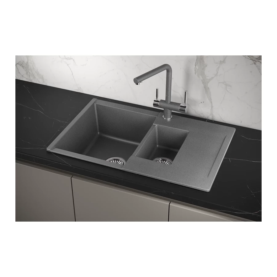 Кухонная мойка Granula Estetica 7808, ГРАФИТ 78x50x20 см