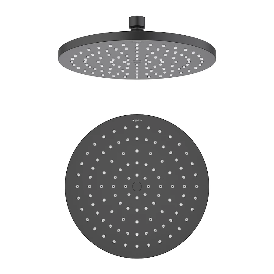 Круглый верхний душ Aquatek матовый черный AQ2086MB 220*12 мм