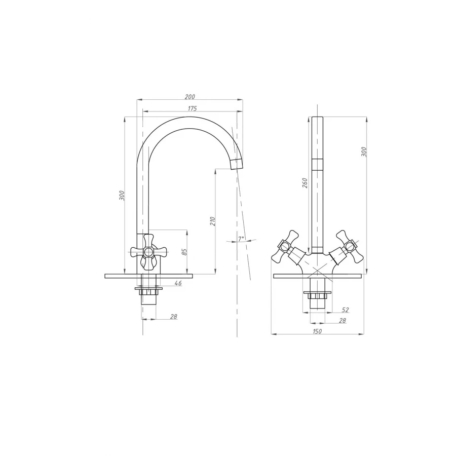 Смеситель для кухни Fauzt FZs-202-07 тип См-МДЦБА хром