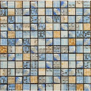 Мозаика Tonomosaic SH007 из керамики, голубая, желтая 30*30 см