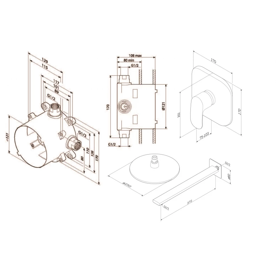 Набор скрытого монтажа на 1 потребителя Am Pm FM002R000