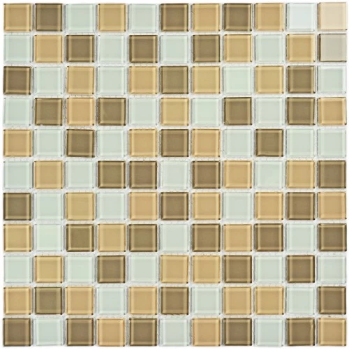 Мозаика Bonaparte Стеклянная мозаика Raf coffee 25х25 глянцевая бежевая 30х30 см