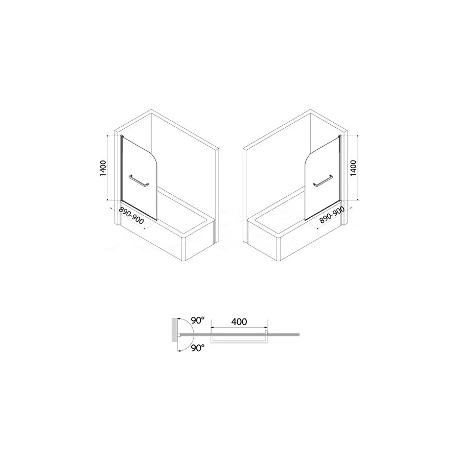 Шторка на ванну Iddis Ray RAY6CS9i90 90х140 см