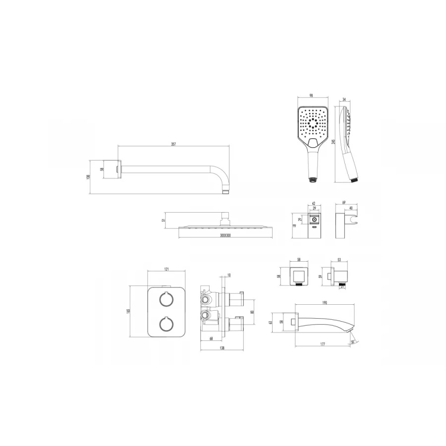 Душевая система Lemark Yeti термостатический для ванны и душа LM7842С