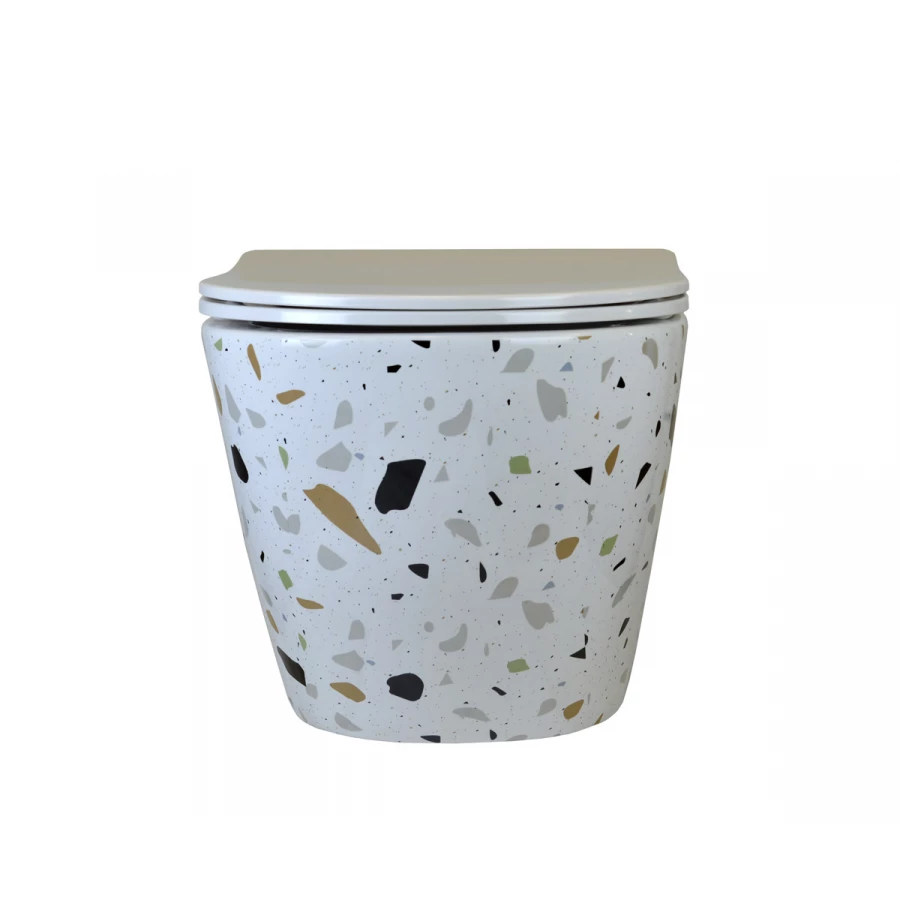 Унитаз подвесной безободковый Bronze de Luxe Terrazzo крышка белая 2092-W разноцветный