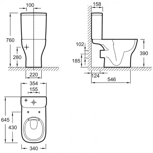 Унитаз напольный чаша Jacob Delafon Struktura безободковый UJAJ102-WTE