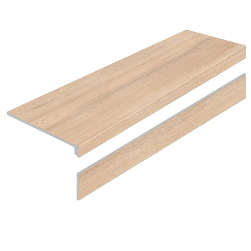 Ступень с подступенником Staro Л Порцелаин Степ Амазон Воод Беиге Матт / L Porcelain Step Amazon Wood Beige Matt матовая бежевая 26436999 120х32 см