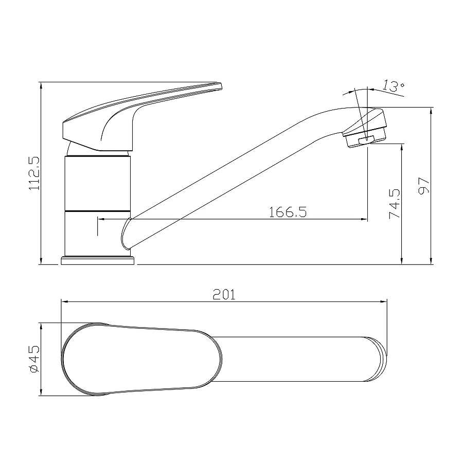 Смеситель Rossinka для раковины с поворотным изливом RS45-22