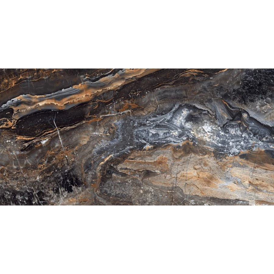 Керамогранит Neodom Luxury Lawa Nero Polished глянцевый черный N20331 120х60 см