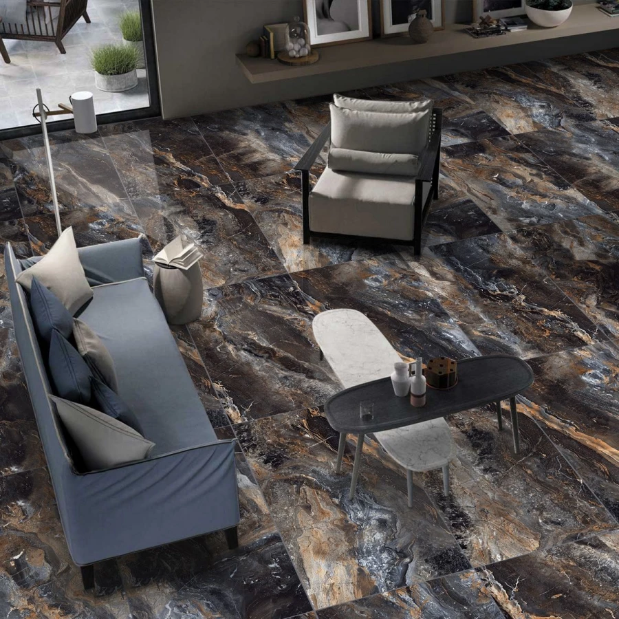 Керамогранит Neodom Luxury Lawa Nero Polished глянцевый черный N20331 120х60 см