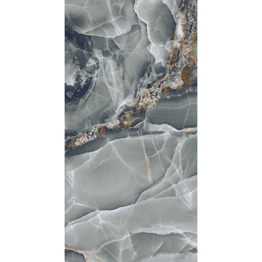 Керамогранит A-Ceramica Onyx Black High Glos 7 mm глянцевый серый 120х60 см