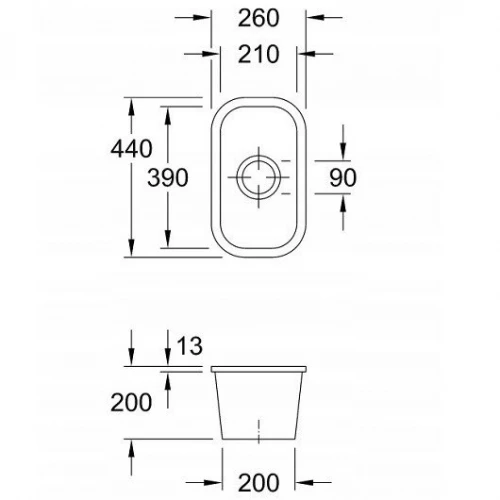 Мойка кухонная для установки под столешницу Villeroy&Boch Cisterna 26 крепеж клапан слива CeramicPlus белый глянцевый 670701KG 26х44 см