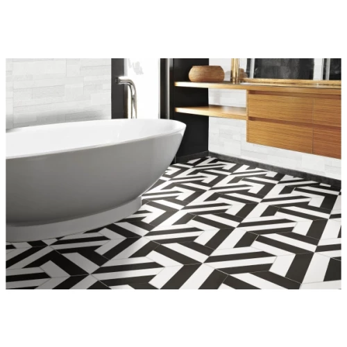 Керамогранит Codicer Hex. Porto Capri Black черно-белый 25x22 см