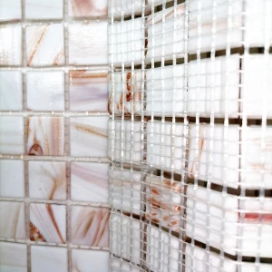 Мозаика Bonaparte Стеклянная мозаика Diva 20х20 с авантюрином полуглянцевая белая 32,7х32,7 см