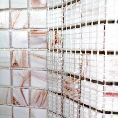 Мозаика Bonaparte Стеклянная мозаика Diva 20х20 с авантюрином полуглянцевая белая 32,7х32,7 см