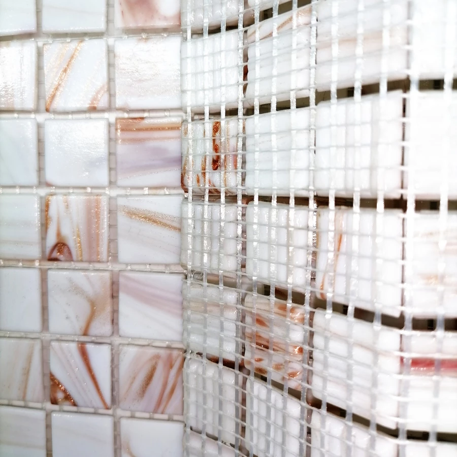 Мозаика Bonaparte Стеклянная мозаика Diva 20х20 с авантюрином полуглянцевая белая 32,7х32,7 см