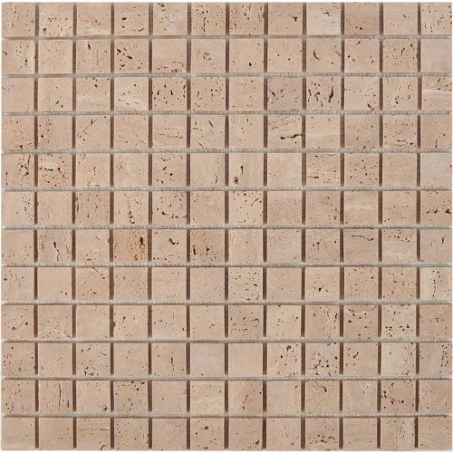 Мозаика Pixel mosaic Травертин Travertine чип 23х23 мм сетка Матовая Pix 258 30,5х30,5 см