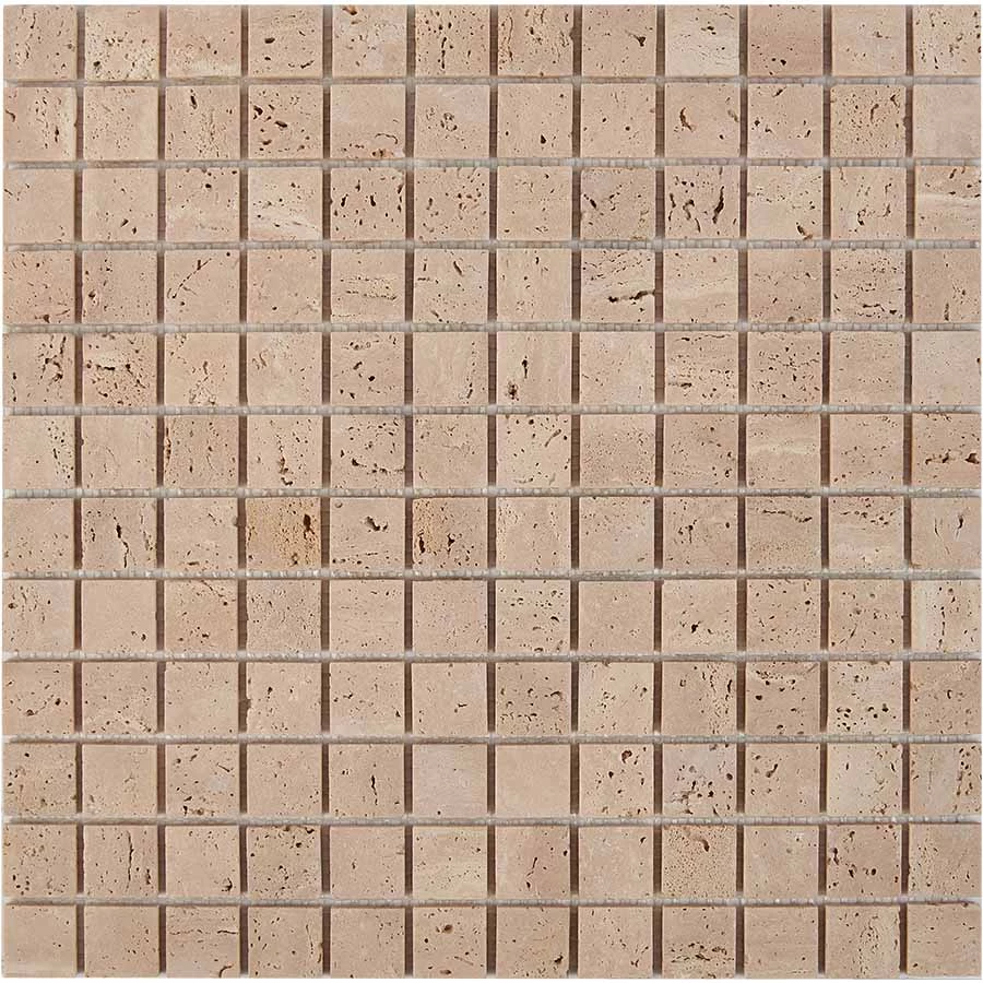 Мозаика Pixel mosaic Травертин Travertine чип 23х23 мм сетка Матовая Pix 258 30,5х30,5 см