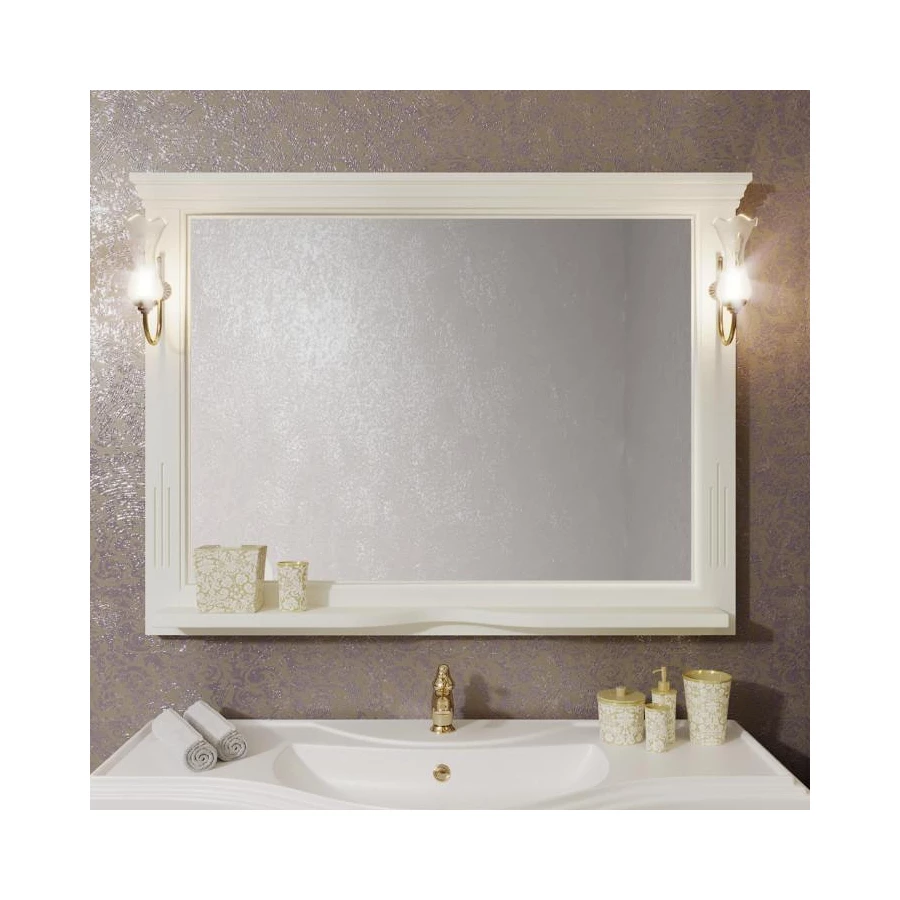 Зеркало Opadiris Риспекто 120 слоновая кость с выключателем 00-00007050