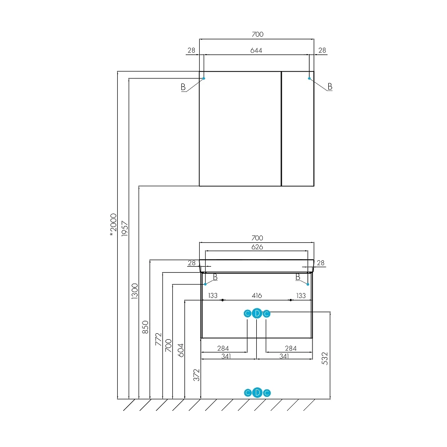 Зеркальный шкаф Акватон Асти 70 1A263402AX010