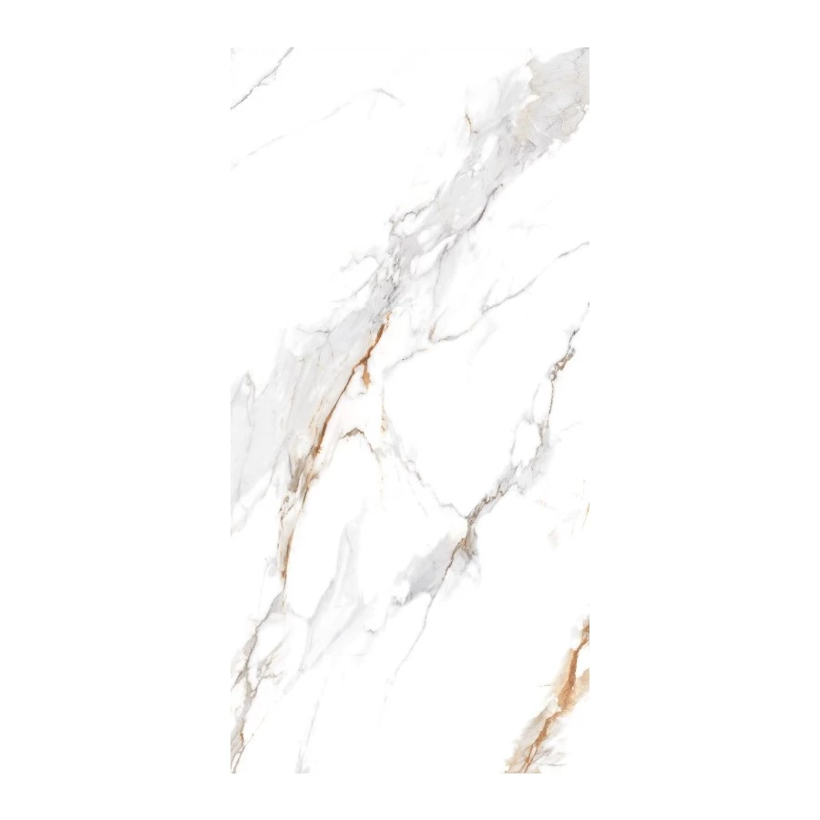 Керамогранит Realistik Delhi Polished Gold Carving глянцевый белый 120х60 см