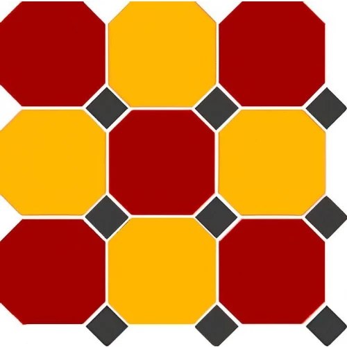 Керамогранит TopCer Оцтагон Нев Брицк Ред Очре Ыеллов Блацк Дотс / Octagon New 4420/21 Brick Red 20 Ochre Yellow 21 Black 14 Dots матовый красный OCT20/21 DOT14-A 30x30 см