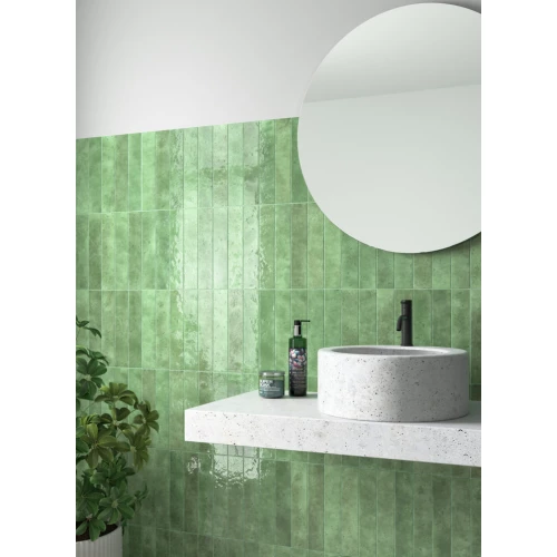 Плитка настенная Equipe Menorca Lake глазурованная глянцевая зеленая 31630 32,8x6,5 см