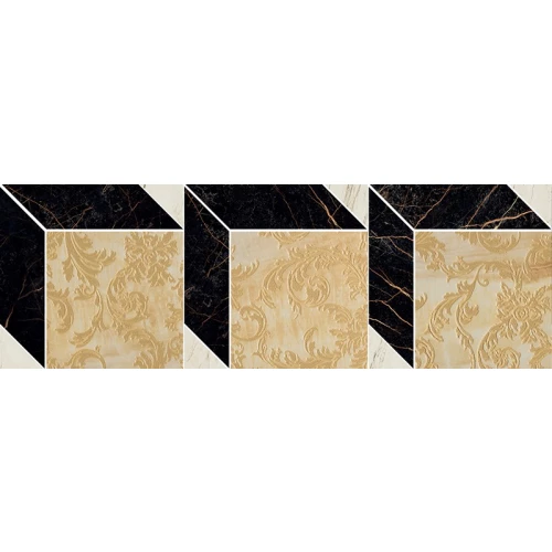 Декор Versace Marble Cube Decorato Nero/Oro/Bianco лаппатированный 58.5х19,5 см