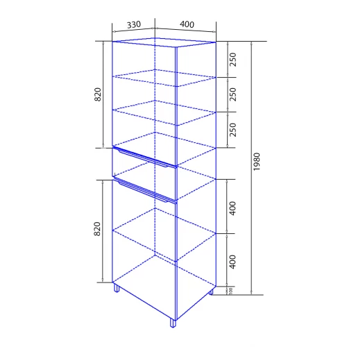 Пенал Azario Lotos 40 правый напольный CS00083927 40x33x198 см
