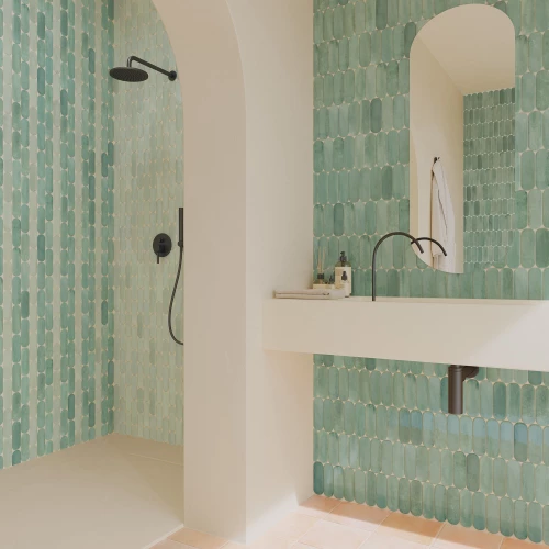 Плитка настенная DNA Calema Oval Tea Gloss глянцевая салатовая 16х5,2 см