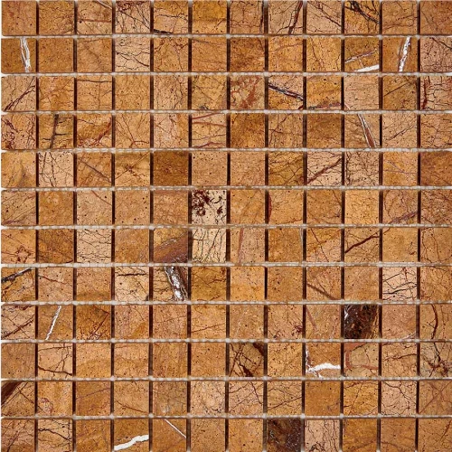 Мозаика из мрамора Pixel mosaic Мрамор Rain Forest Bidasar brown чип 23х23 мм сетка Pix 293 30,5х30,5 см