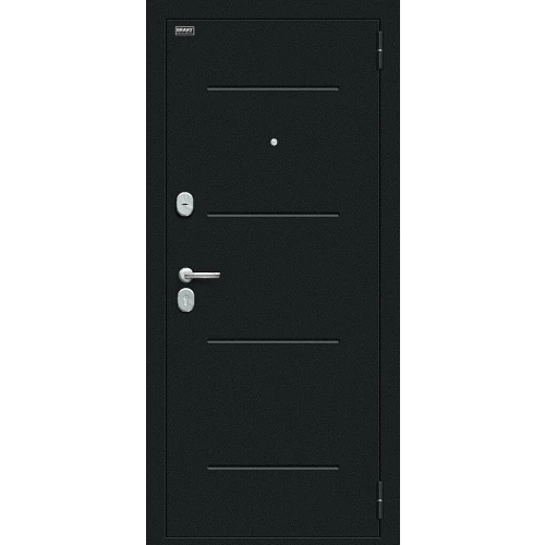 Входная дверь Bravo Мило 205x96 Букле черное/Bianco Veralinga левое открывание