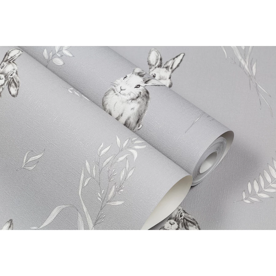 Обои флизелиновые VOG Collection Funny Bunny серые VV72059-41 1,06х10,05 м