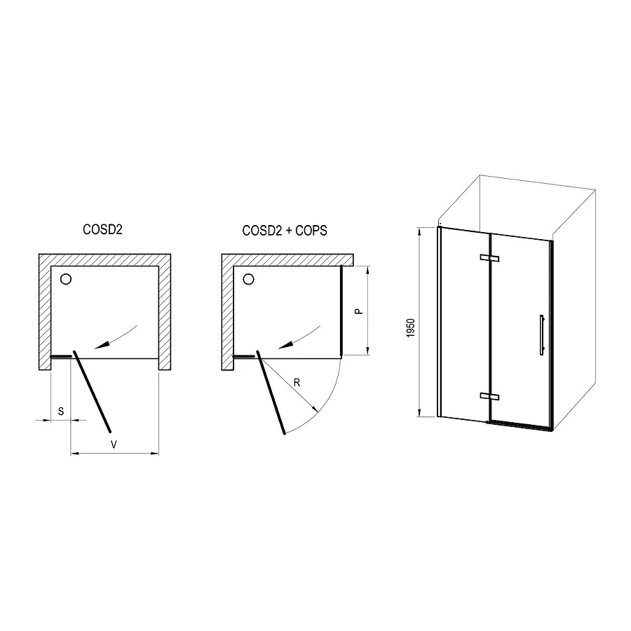 Душевая дверь Ravak cosd2 хром транспарент x0vvaca00z1 см