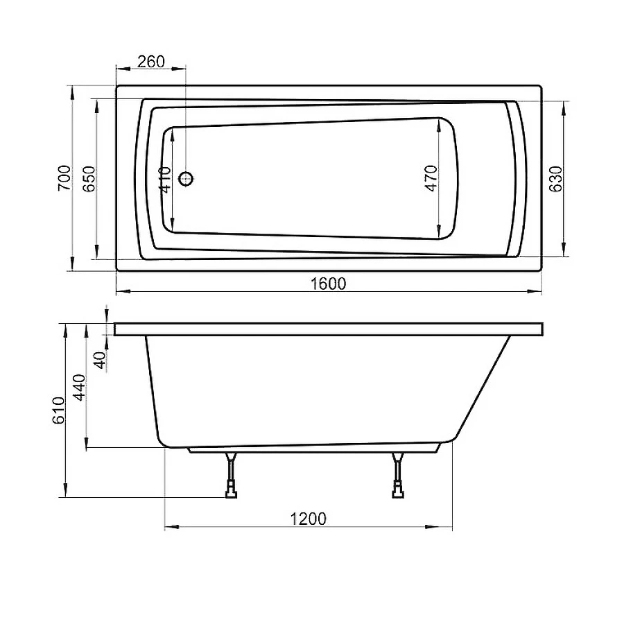Ванна Ravak Domino plus белая C621R00000 160х70 см
