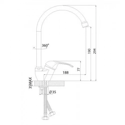 Смеситель для кухонной мойки Rossinka A A35-23 хром