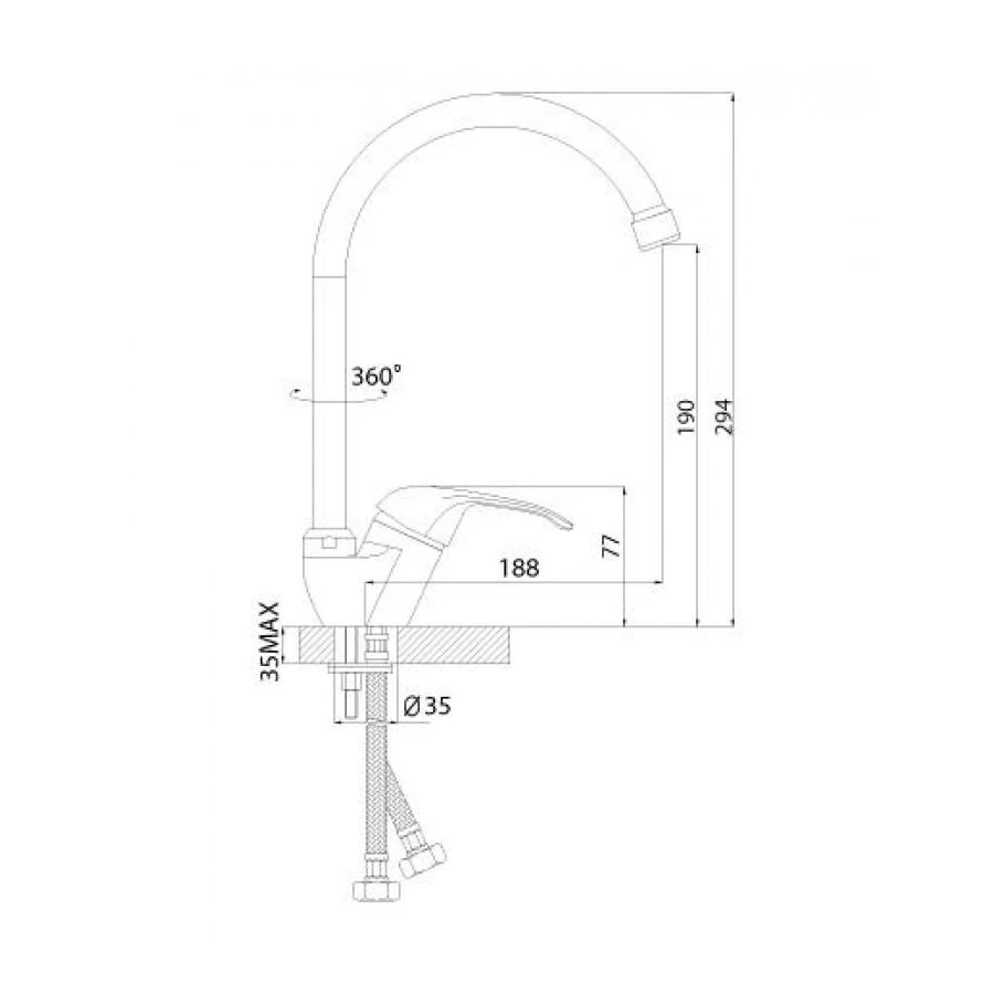 Смеситель для кухонной мойки Rossinka A A35-23 хром