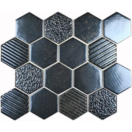 Мозаика Bonaparte Стеклянная мозаика Saba Iron 73х73 глянцевая графитовая 30,4х26,4 см