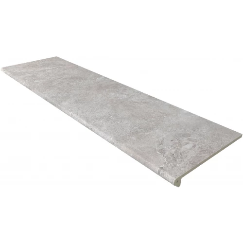 Клинкерная плитка Gres de Aragon Petra Ступень Peldaño Redondo 120 Gris Liso матовая серая 970448 120х33 см