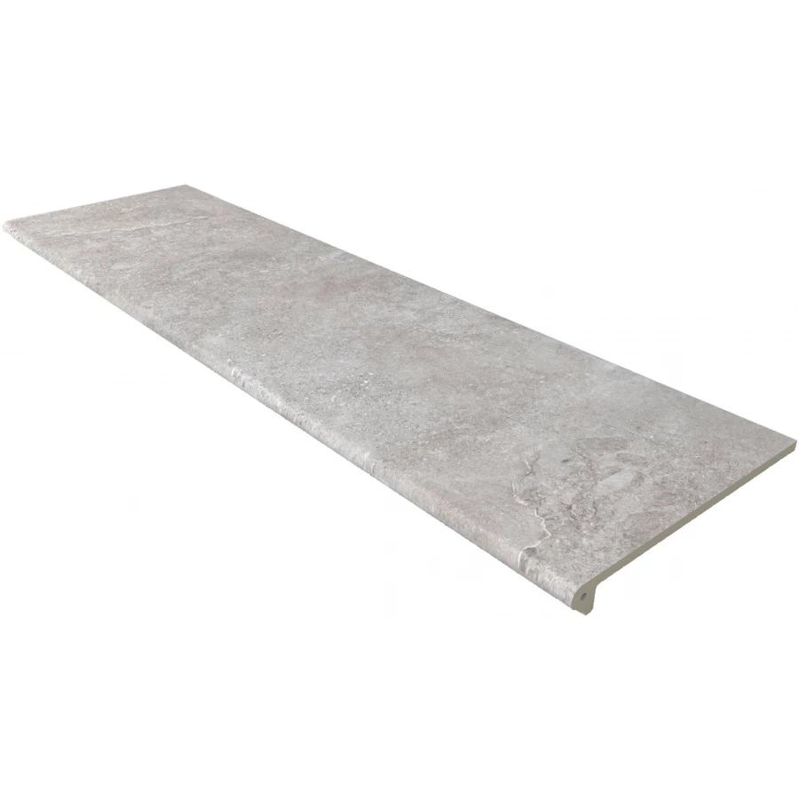 Клинкерная плитка Gres de Aragon Petra Ступень Peldaño Redondo 120 Gris Liso матовая серая 970448 120х33 см