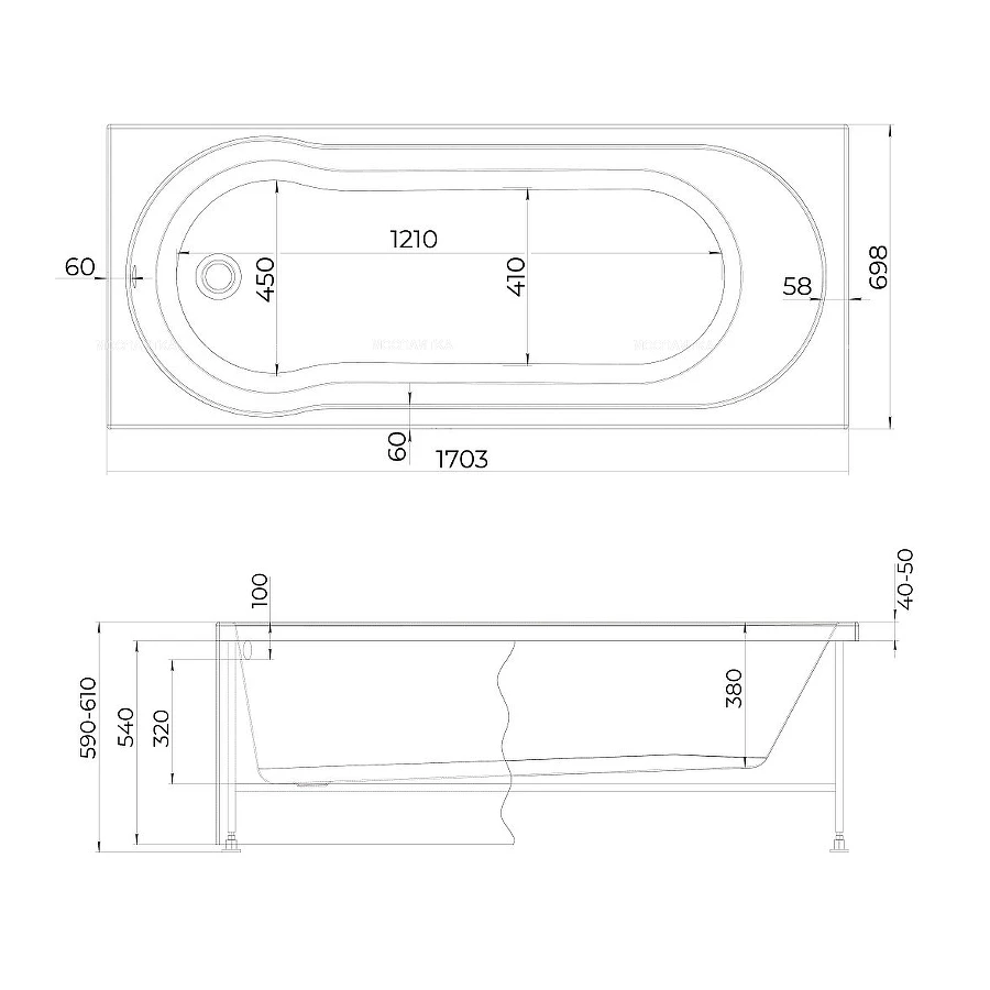 Акриловая ванна Creto Alba 249291 150x70 см
