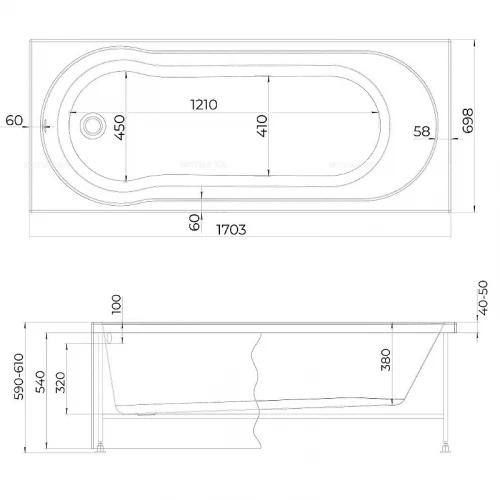 Акриловая ванна Creto Alba 249291 150x70 см