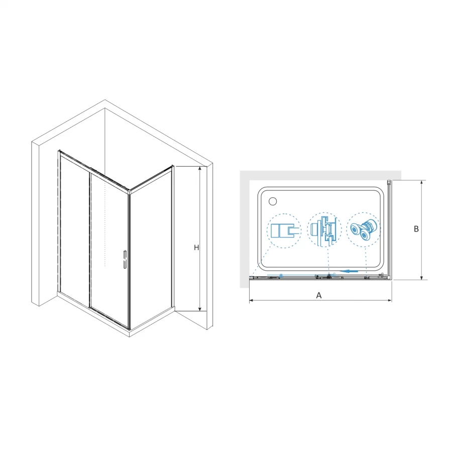 Душевой уголок RGW LE-41-1 LE-12 + Z-060-2 Прозрачное 341241191-011 110х80 см