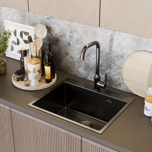 Мойка MixLine Pro с сифоном черный графит 555134 60х50 см