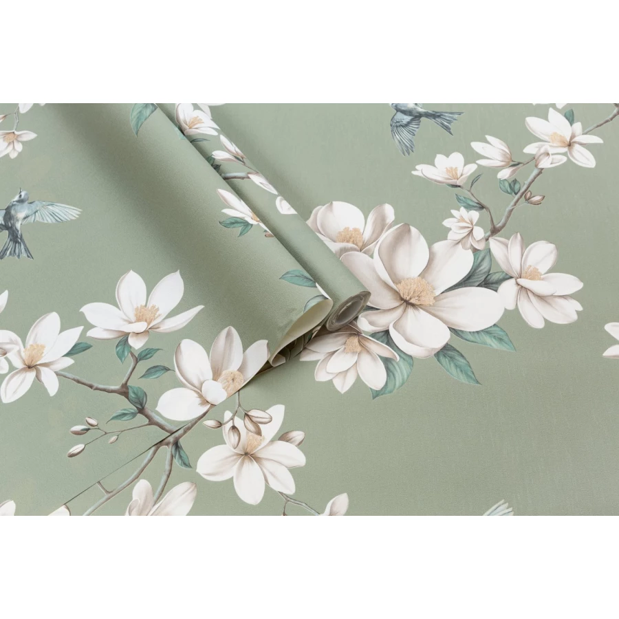 Обои флизелиновые Palitra Life Magnolia зеленые PL72535-71 1,06х10,05 м