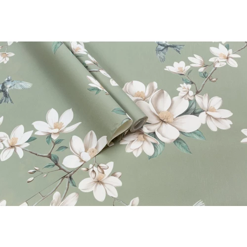 Обои флизелиновые Palitra Life Magnolia зеленые PL72535-71 1,06х10,05 м