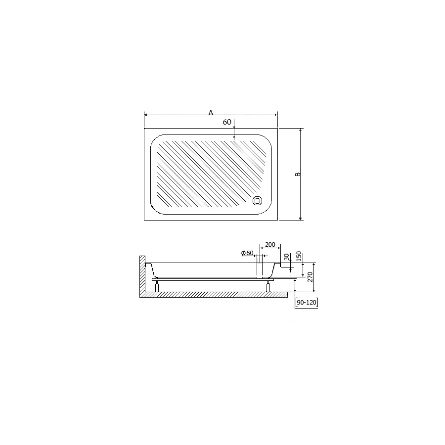 Душевой поддон прямоугольный RGW B/CL-S 16180290-51 90x100 см