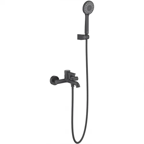 Смеситель Aquatek Европа для ванны с душевым набором матовый черный AQ1349MB